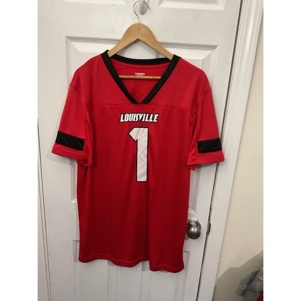 Louisville Cardinals Football #1 By Captivating X-Large Red Jersey